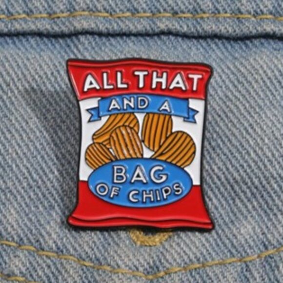 “All That and a Bag of Chips” Enamel Pin (BRAND-NEW & SUPER CUTE!) - Picture 1 of 4